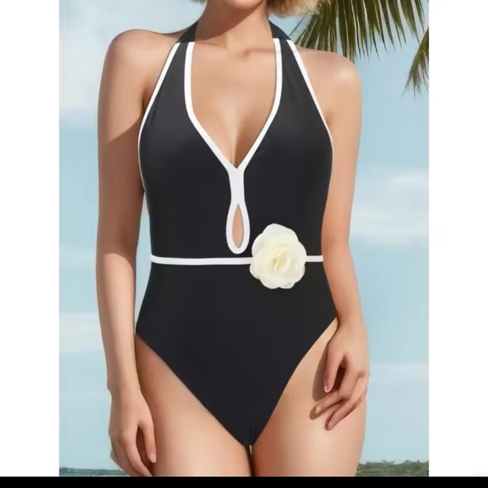 Elegant Black and White Women's Swimsuit